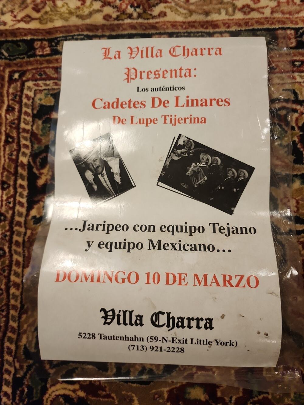 Vintage Los Cadetes De Linares De Lupe Tijerina Concert Flyer Villa Charra...